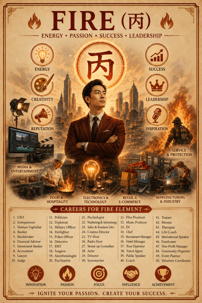 Fire Element careers jobs and industries in Feng Shui