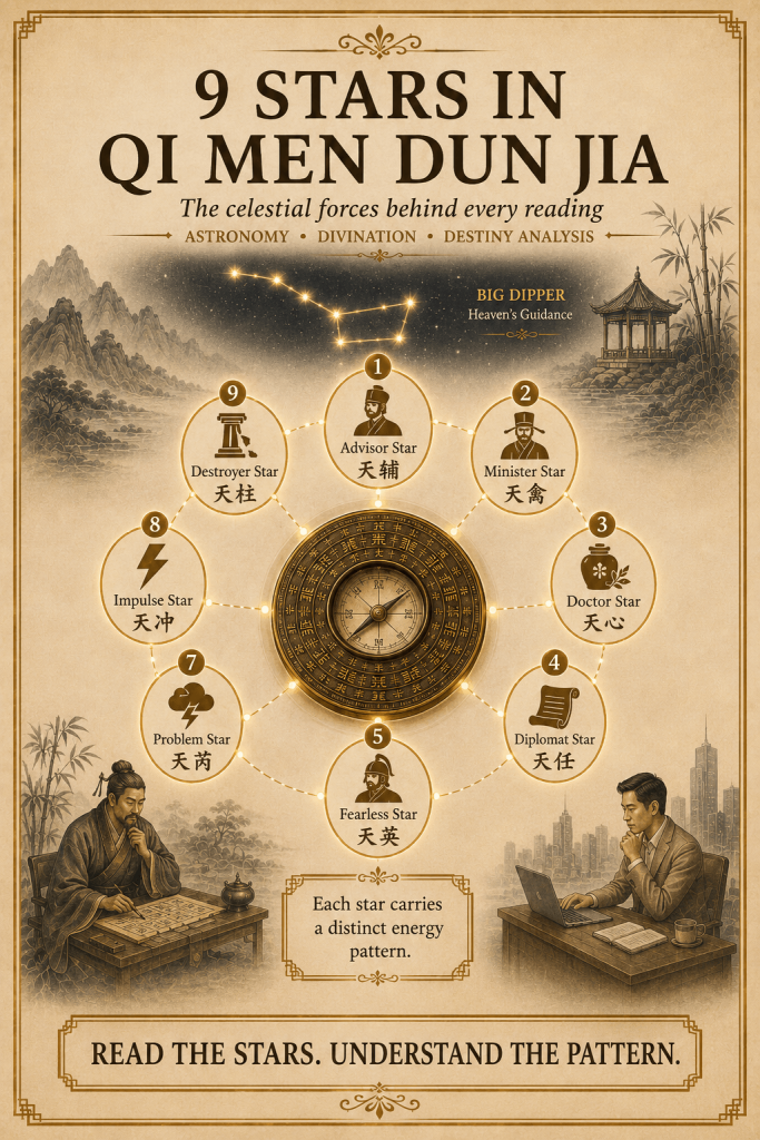 Qi Men Dun Jia - 9 Stars 奇门遁甲 Explained In Details - illustration