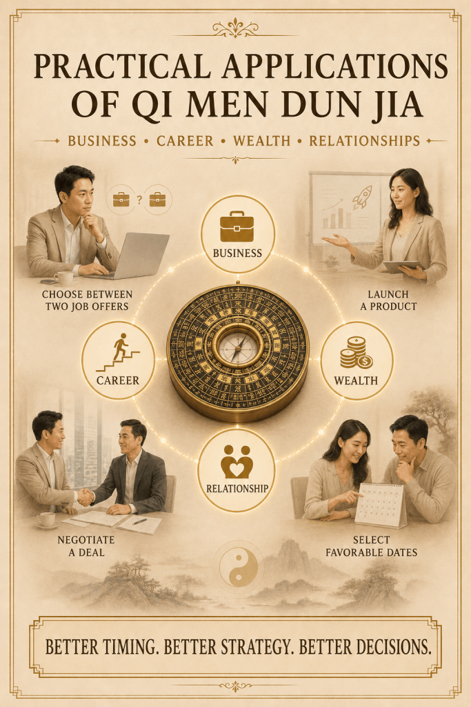 Practical applications of Qi Men Dun Jia in business and life