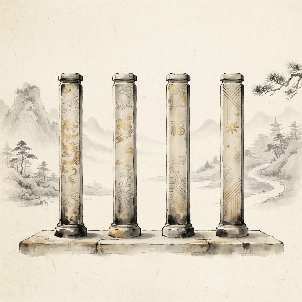 Four pillars representing year month day and hour in BaZi
