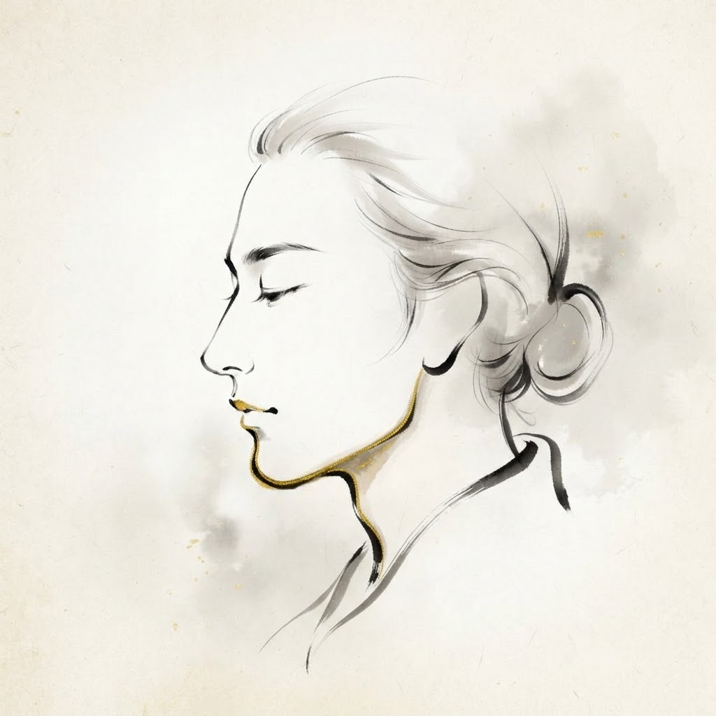 Face reading illustration showing the Earth Court region and chin in Mian Xiang