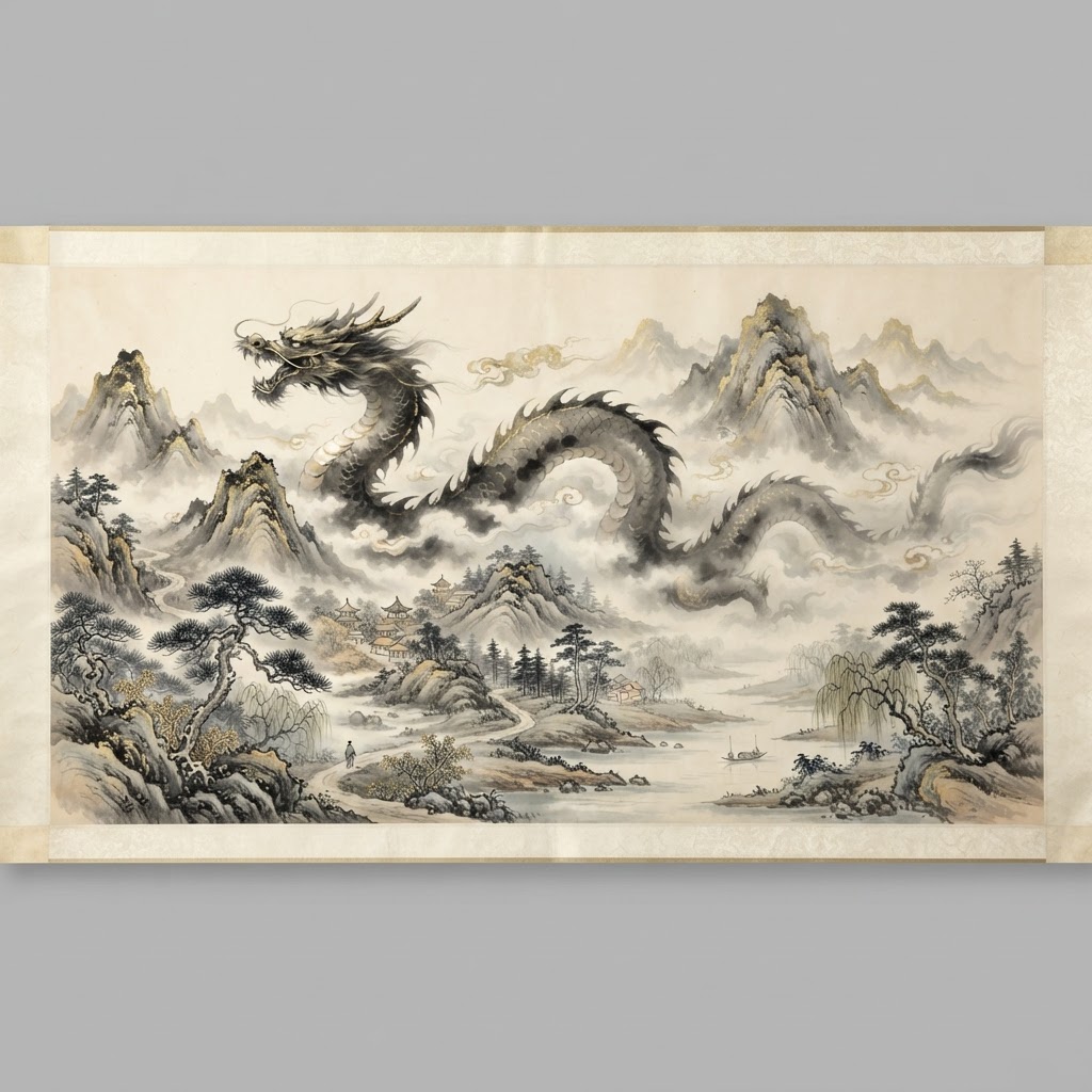 Mountain ridge resembling a dragon, classical landform feng shui