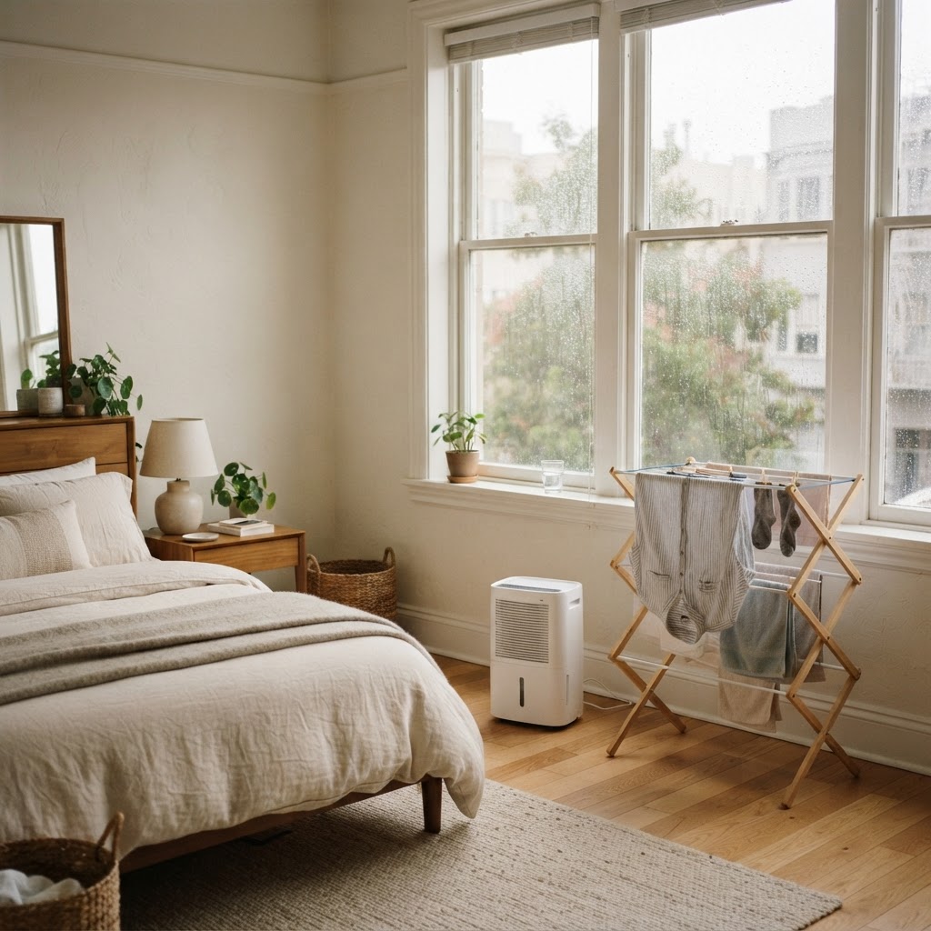 A dry bedroom with a dehumidifier, the simplest home remedy against dampness