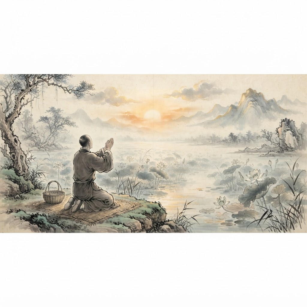 Kwan Im Thong Hood Cho Temple illustration: prayer lotus offering