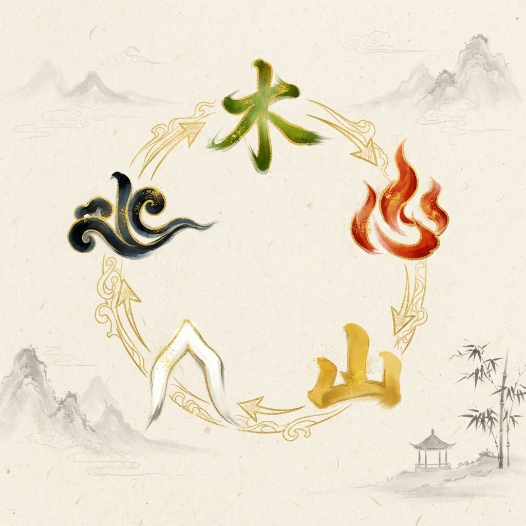 Five Elements and their corresponding organ systems in Chinese medicine