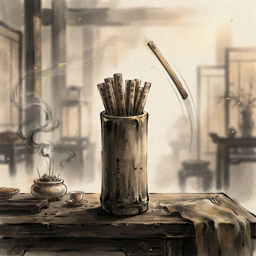 Kwan Im Thong Hood Cho Temple illustration: divination fortune sticks