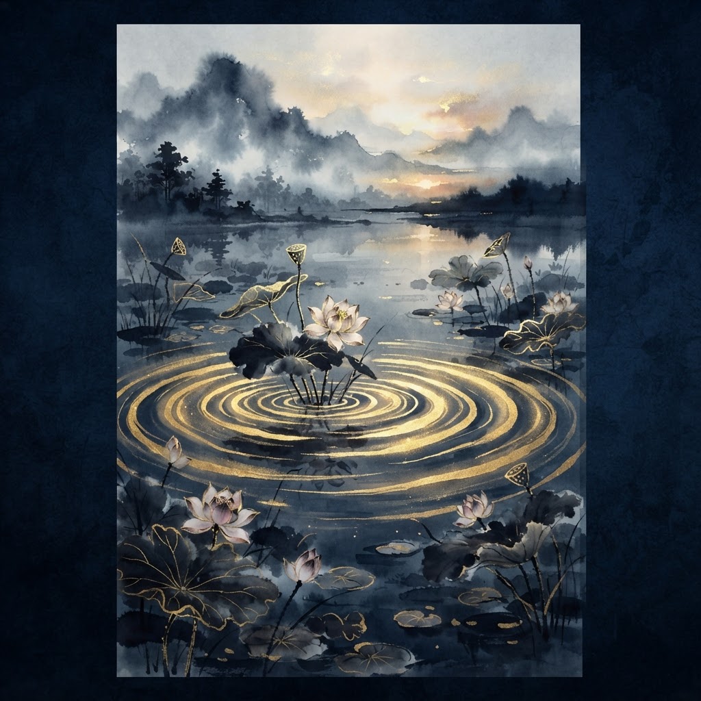 Lotus pond symbolizing longevity blessings