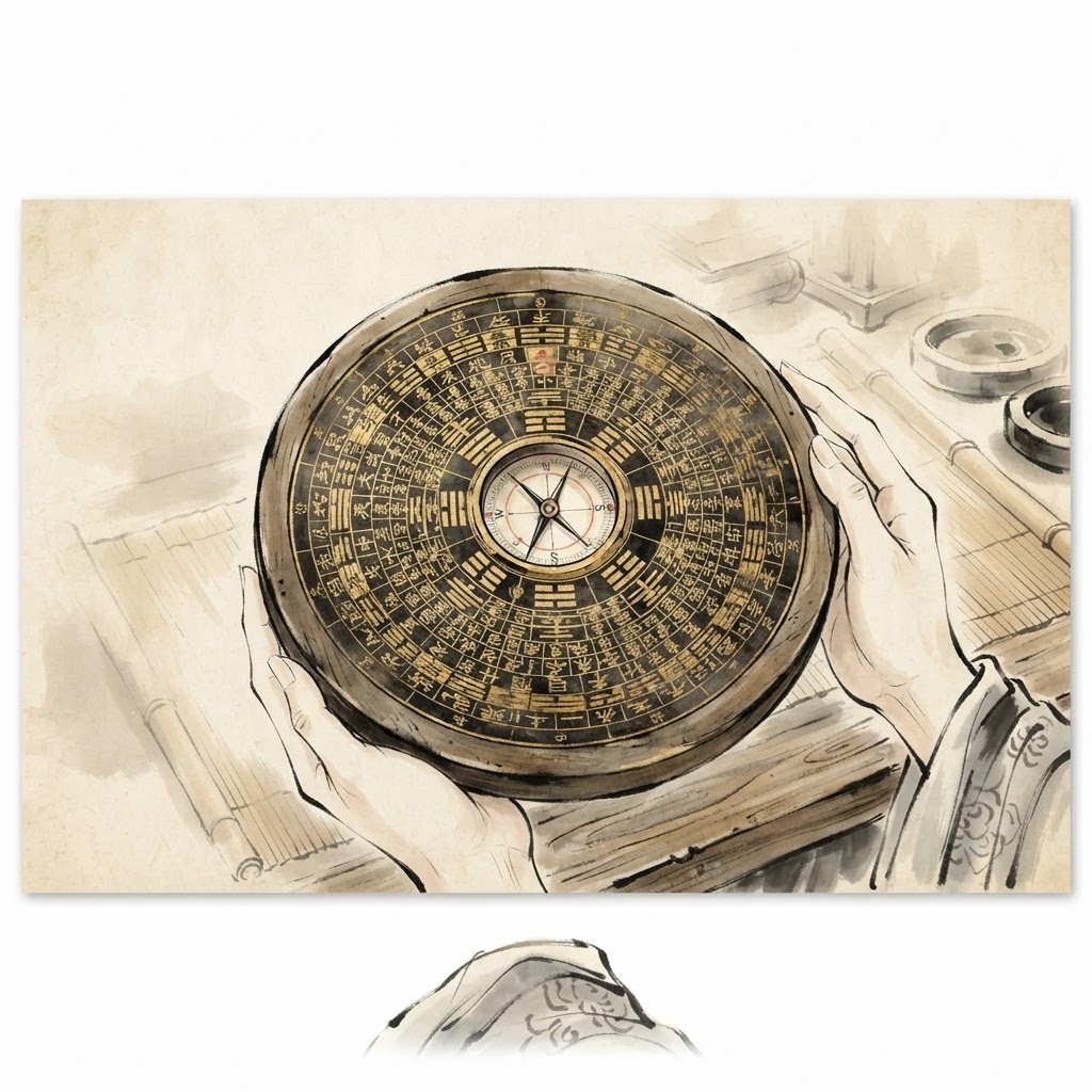 Luo pan feng shui compass with concentric rings