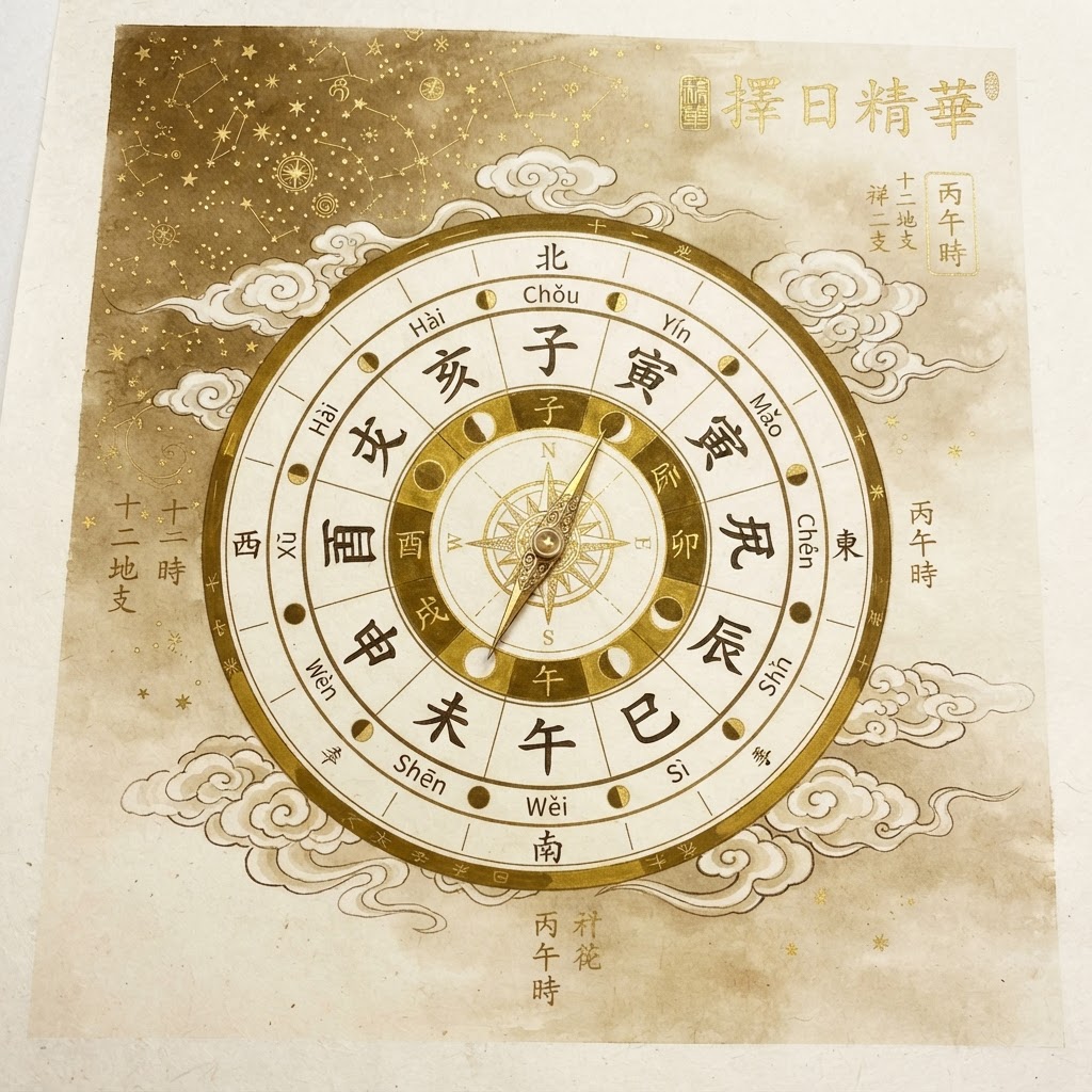 Twelve earthly branches arranged in a circle for Qimen date selection timing
