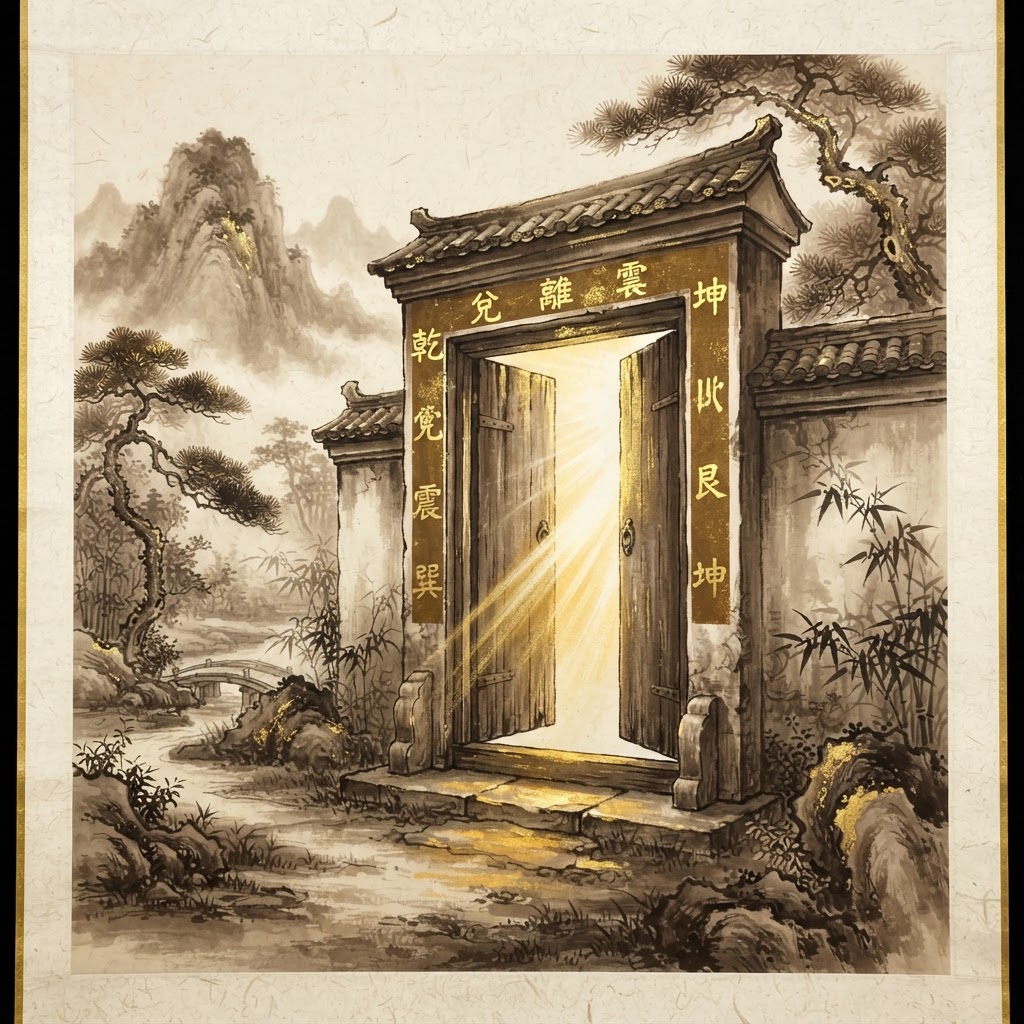 Open Door with golden light symbolizing expansion in Qimen timing