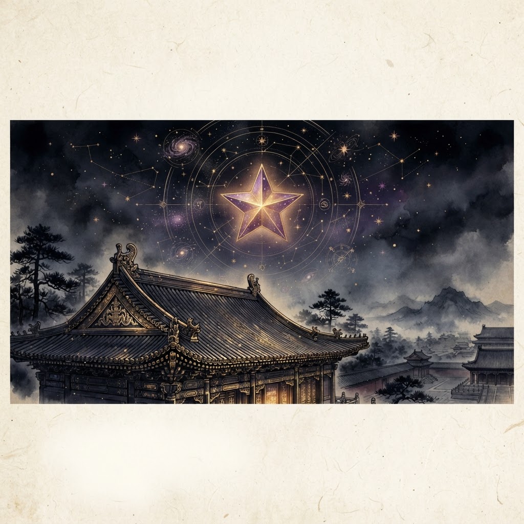 Zi Wei Dou Shu purple star over a Chinese palace