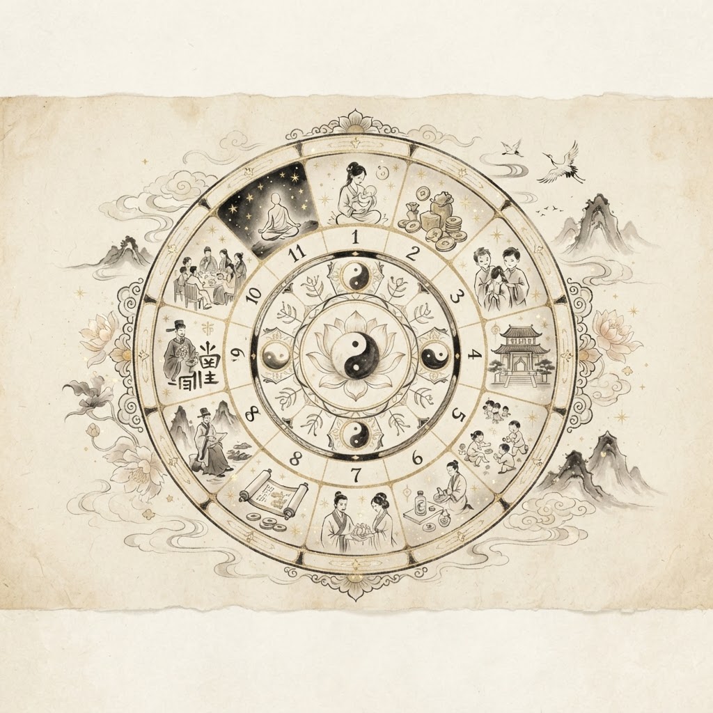 Twelve palaces destiny wheel of Zi Wei Dou Shu